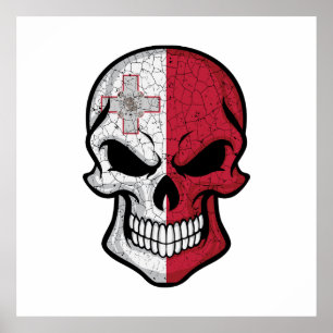 Affiche Drapeau crâne souriant de Malte