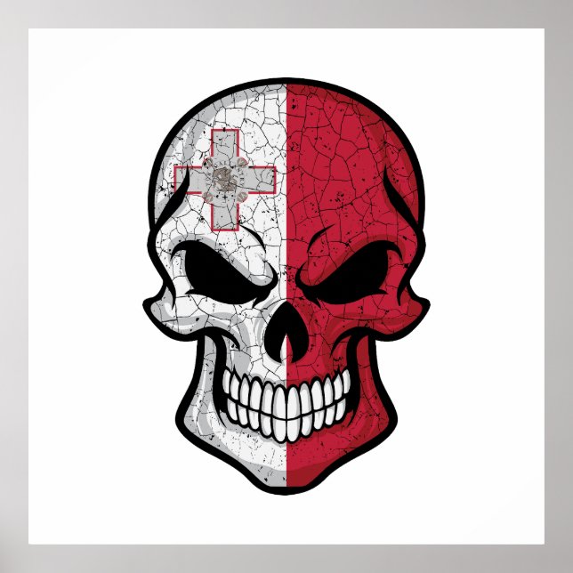 Affiche Drapeau crâne souriant de Malte (Devant)