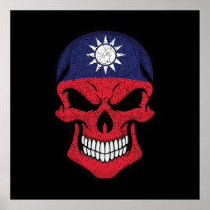 Affiche Drapeau crâne souriant de Taïwan