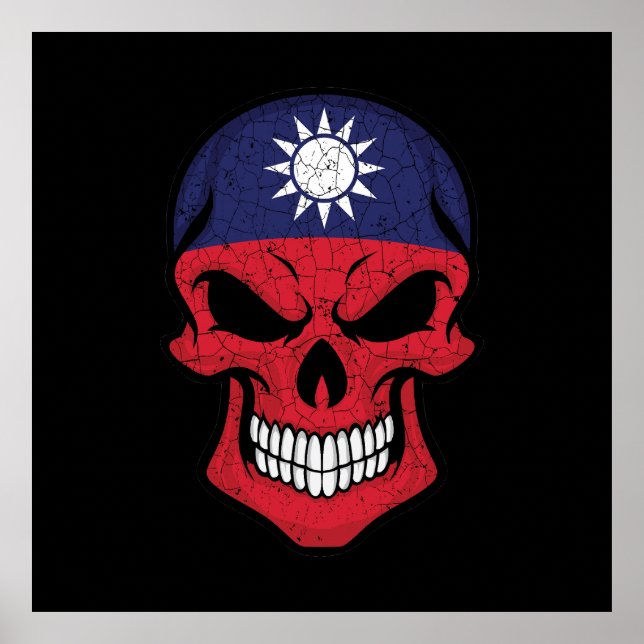 Affiche Drapeau crâne souriant de Taïwan (Devant)