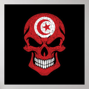 Affiche Drapeau crâne souriant de Tunisie
