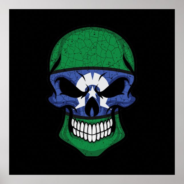 Affiche Drapeau crâne souriant des îles du détroit de Torr (Devant)