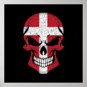 Affiche Drapeau crâne souriant du Danemark