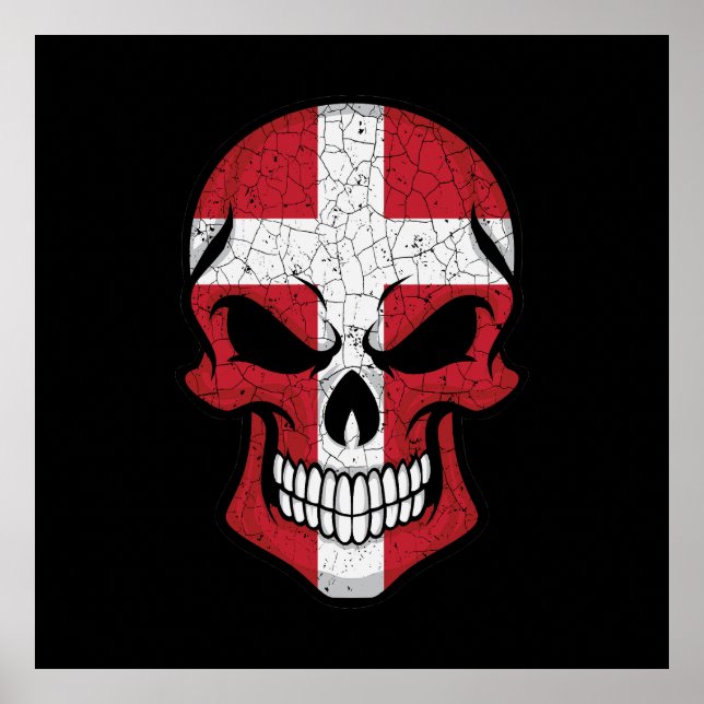 Affiche Drapeau crâne souriant du Danemark (Devant)