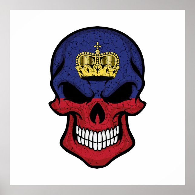 Affiche Drapeau crâne souriant du Liechtenstein (Devant)
