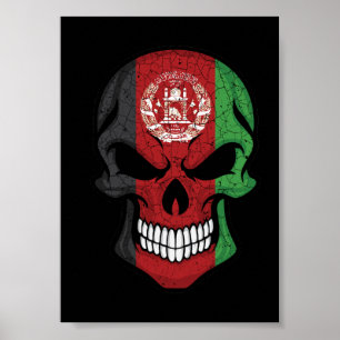 Affiche Drapeau crânien souriant de l'Afghanistan