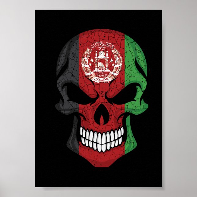Affiche Drapeau crânien souriant de l'Afghanistan (Devant)