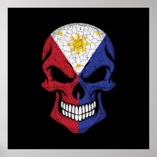 Affiche Drapeau crânien souriant des Philippines