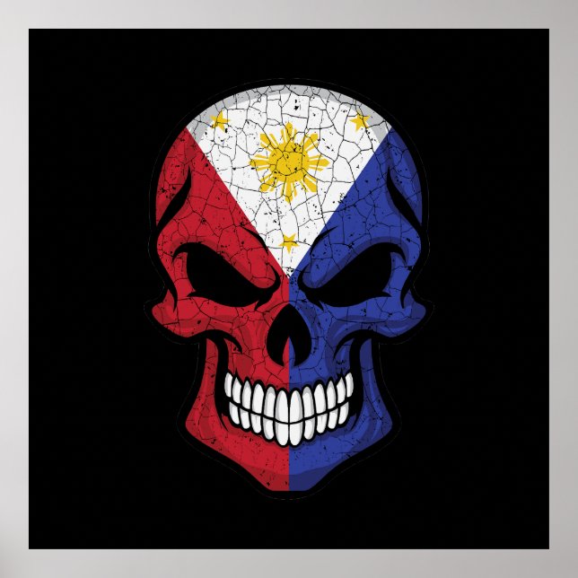 Affiche Drapeau crânien souriant des Philippines (Devant)