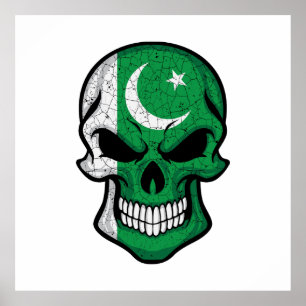 Affiche Drapeau crânien souriant du Pakistan