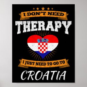 Affiche Drapeau croate I Cadeau de vacances en Croatie I D