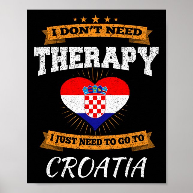 Affiche Drapeau croate I Cadeau de vacances en Croatie I D (Devant)