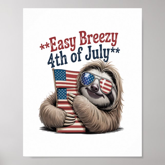 Affiche Drapeau d'accrochage du connecteur 4 juillet (Devant)
