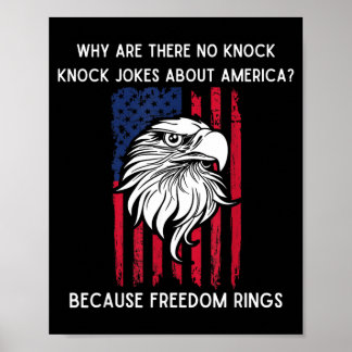 Affiche Drapeau d'aigle du 4 juillet Blagues de frapper à