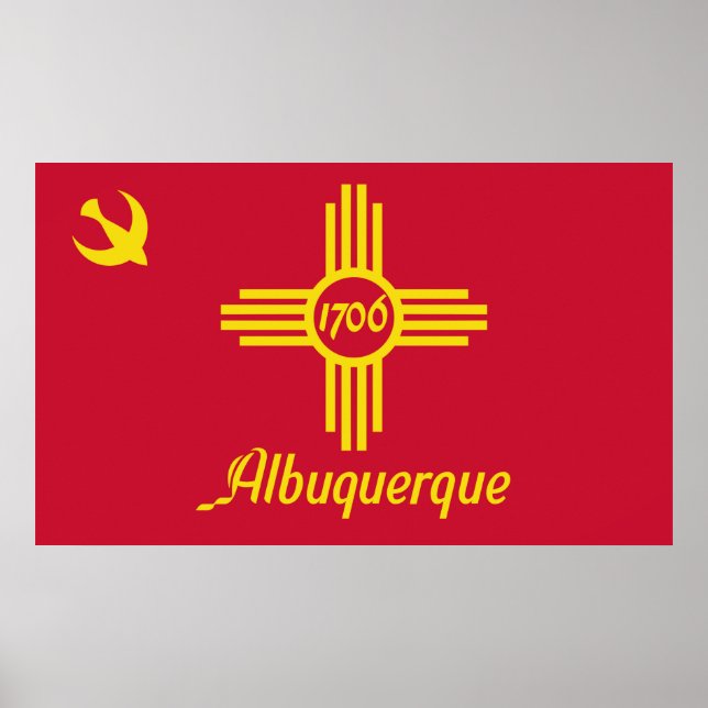 Affiche Drapeau d'Albuquerque (Nouveau-Mexique) (Devant)