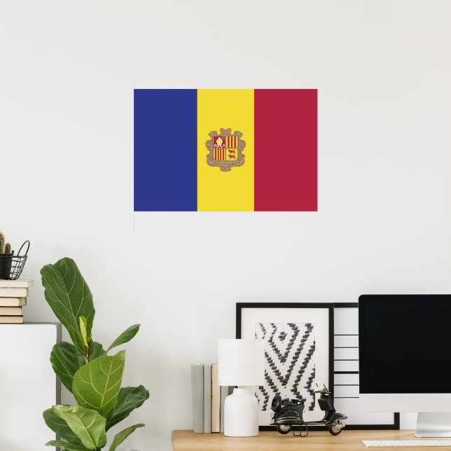 Affiche drapeau d'Andorre (Bureau à domicile)