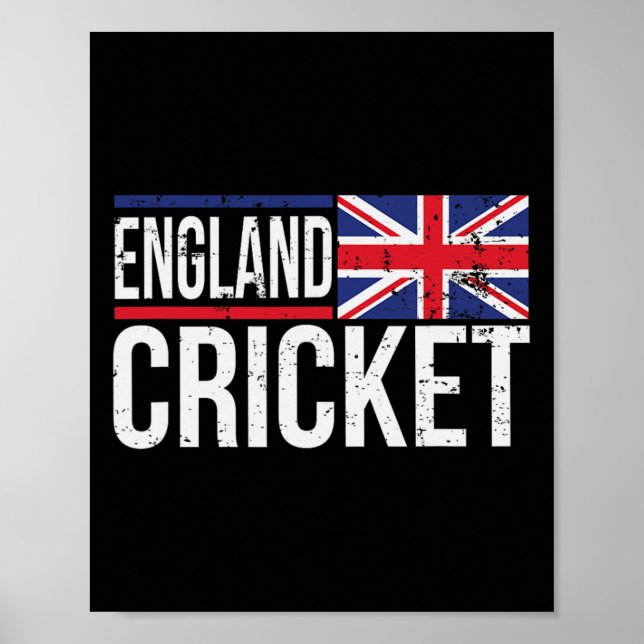 Affiche Drapeau d'Angleterre Cricket Maillot de Match Tour (Devant)