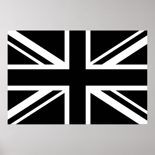 Affiche Drapeau d'Angleterre noir blanc (Devant)