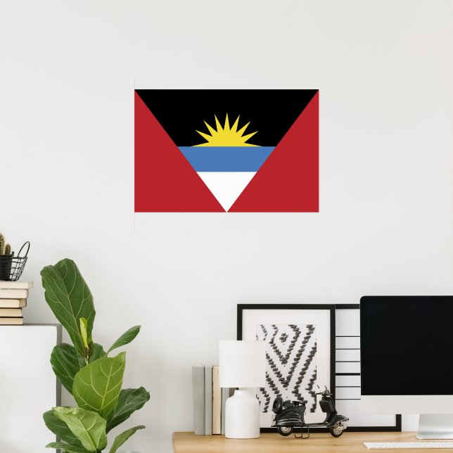 Affiche Drapeau d'Antigua-et-Barbuda (Bureau à domicile)
