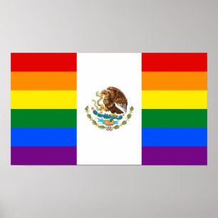 Affiche Drapeau d'arc-en-ciel de gay pride du Mexique LGBT