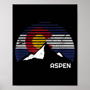 Affiche Drapeau d'Aspen colorado - co bluebird journée mon