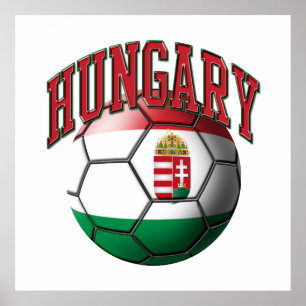 Affiche Drapeau de ballon de football de la Hongrie