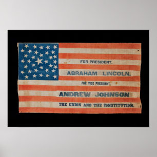 Affiche Drapeau de bannière de campagne de Lincoln Johnso