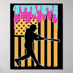Affiche Drapeau de base-ball Bat Boys Ice Cream American F