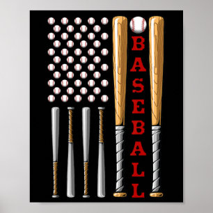 Affiche Drapeau de baseball américain patriotique - Base v