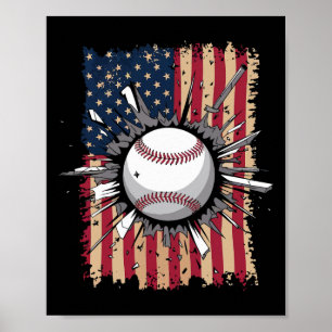 Affiche Drapeau de baseball Us