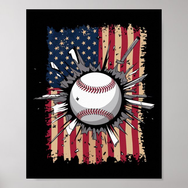 Affiche Drapeau de baseball Us (Devant)