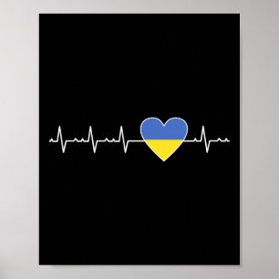 Affiche Drapeau de battement de cœur de l'Ukraine Soutien