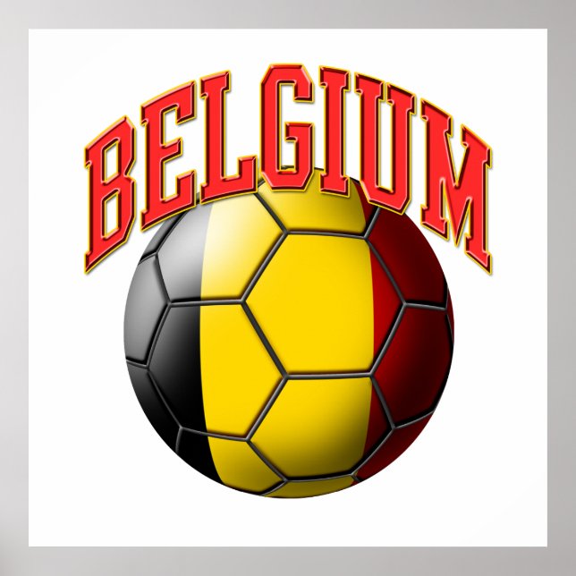 Affiche Drapeau de Belgique balle de football (Devant)
