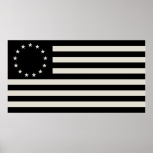 Affiche Drapeau de Betsy Ross en noir : Étoiles américaine