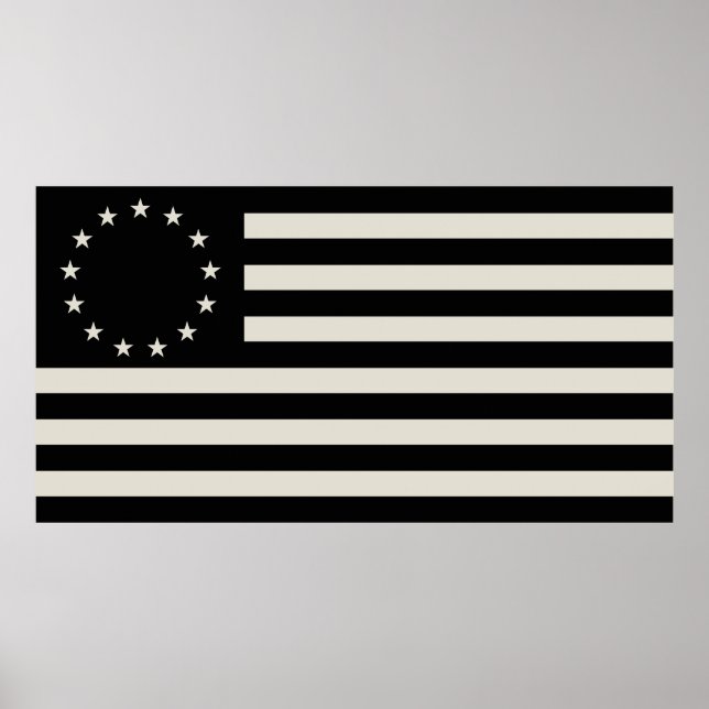 Affiche Drapeau de Betsy Ross en noir : Étoiles américaine (Devant)