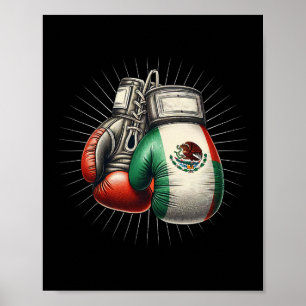 Affiche Drapeau de boxe mexicaine Vintage Boxe mexicaine G