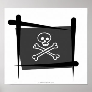Affiche Drapeau de brosse de pirate