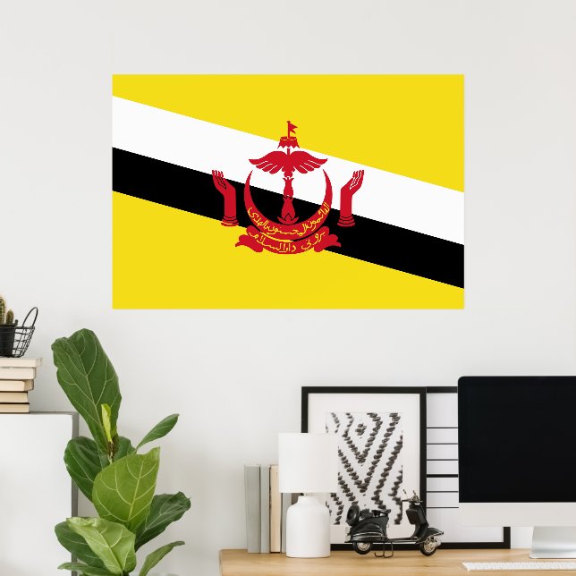 Affiche Drapeau de Brunei (Bureau à domicile)