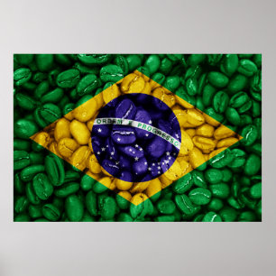 Affiche Drapeau de café du Brésil