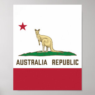 Affiche Drapeau de Californie Australie Kangaroo