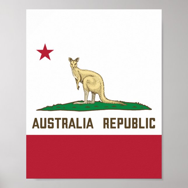 Affiche Drapeau de Californie Australie Kangaroo (Devant)