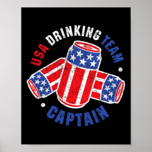 Affiche Drapeau de canette de bière du 4 juillet Usa Drink