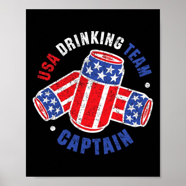 Affiche Drapeau de canette de bière du 4 juillet Usa Drink (Devant)