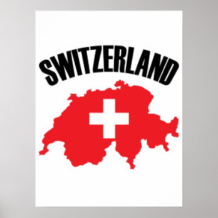 Affiche Drapeau de carte Suisse