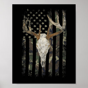 Affiche Drapeau de chasse aux cerfs American Camo USA Drap