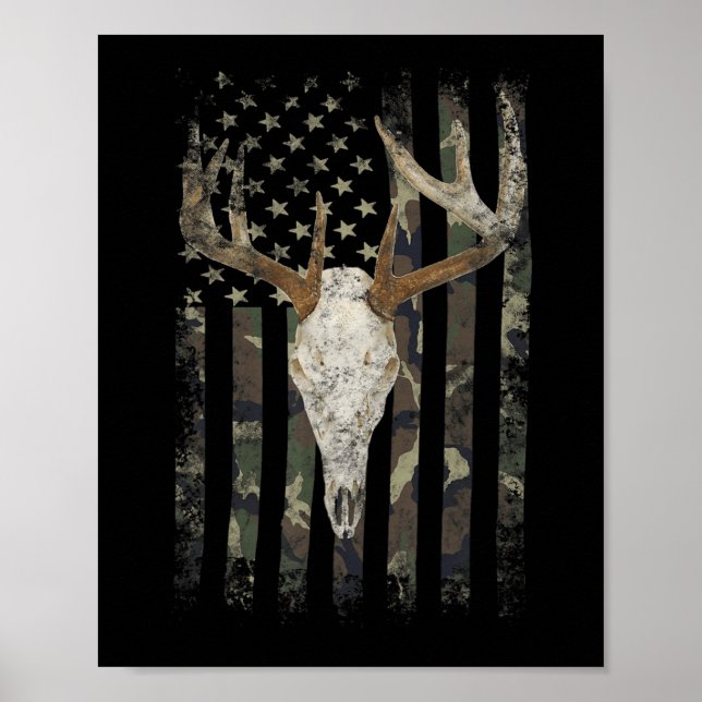 Affiche Drapeau de chasse aux cerfs American Camo USA Drap (Devant)