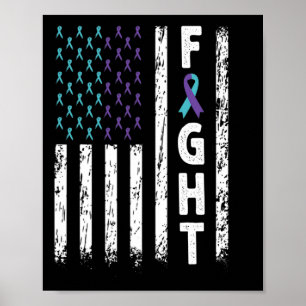 Affiche Drapeau de combat Usa - Lutte de sensibilisation à