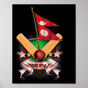 Affiche Drapeau de cricket du Népal nouveau