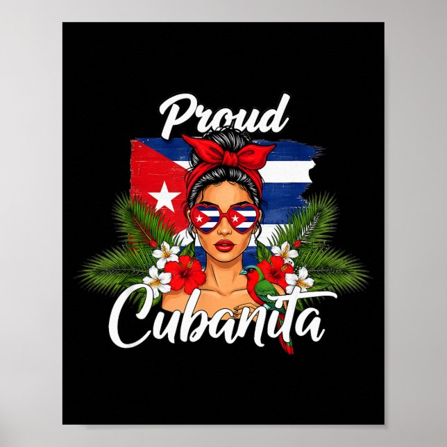 Affiche Drapeau de Cuba Mois du patrimoine hispanique Cuba (Devant)