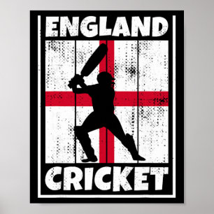 Affiche Drapeau de fan de cricket anglais d'Angleterre Cri